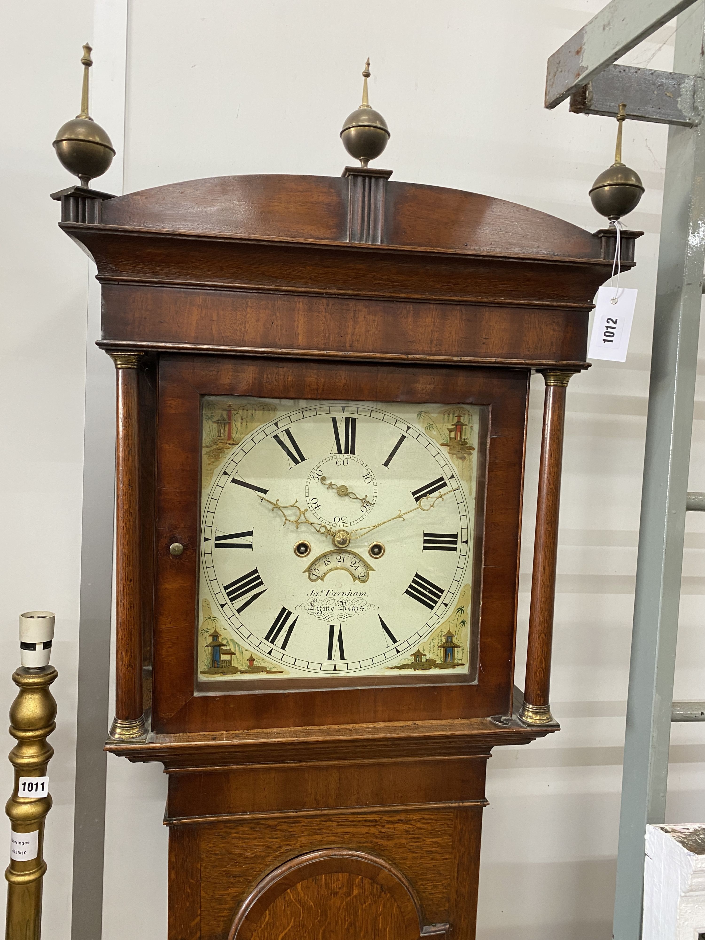 A George III mahogany banded 8 day longcase clock marked JA Farnham, Lyme Regis, height 210cm